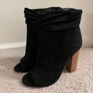 Black Peep-Toe Booties